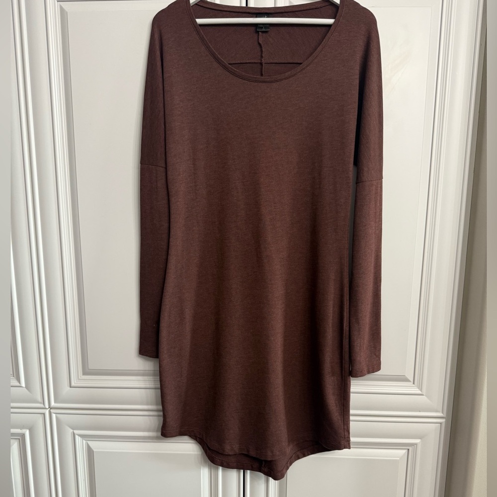 Peruvian Connection Size Small Drop Sleeve Scoop Neck Brown Tunic Dress Soft